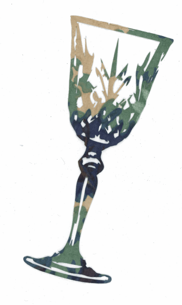 sherry glass laser cut embroidery mixed media pub