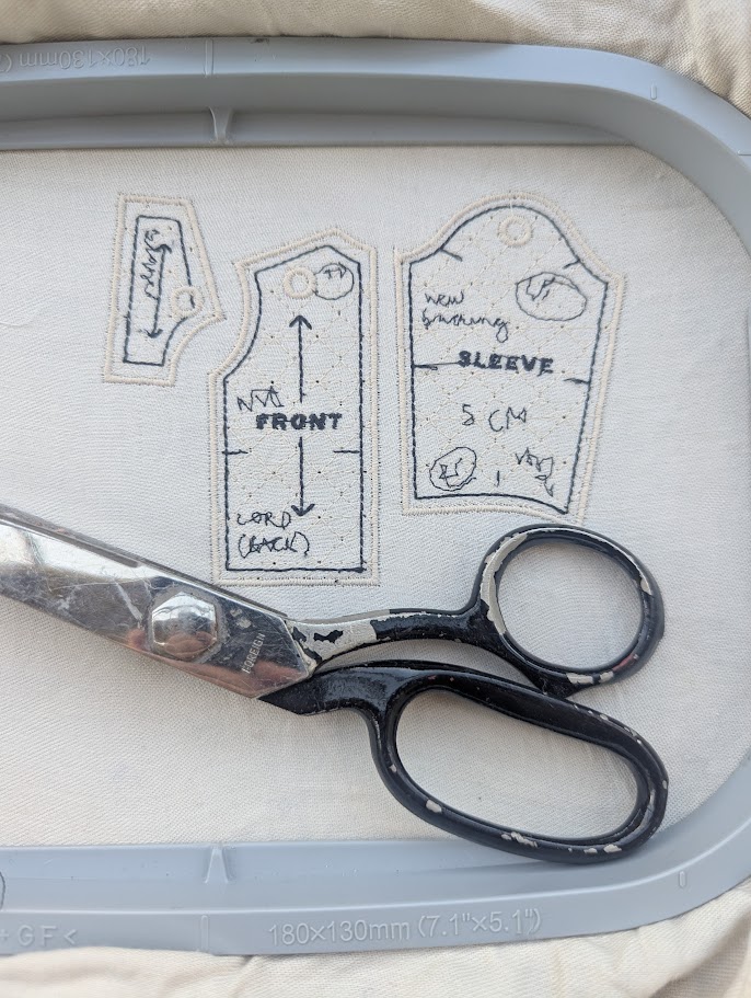 tailors pattern block embroidered badge sisscors